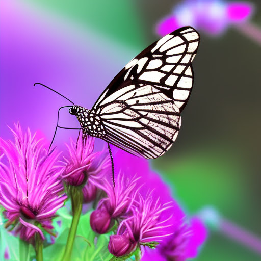 Butterfly on a flower made from barbed wire