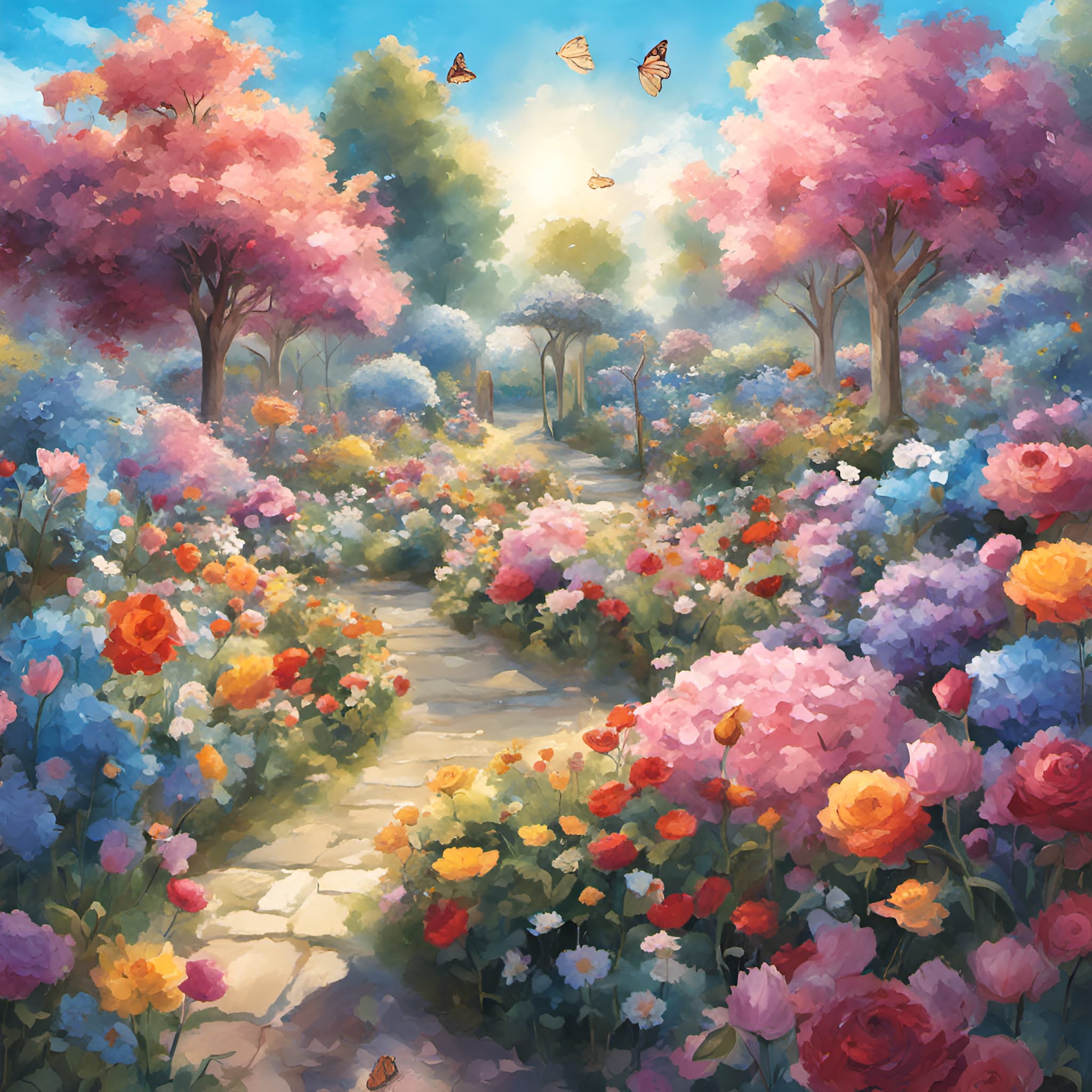 Idealistic butterfly garden in full bloom