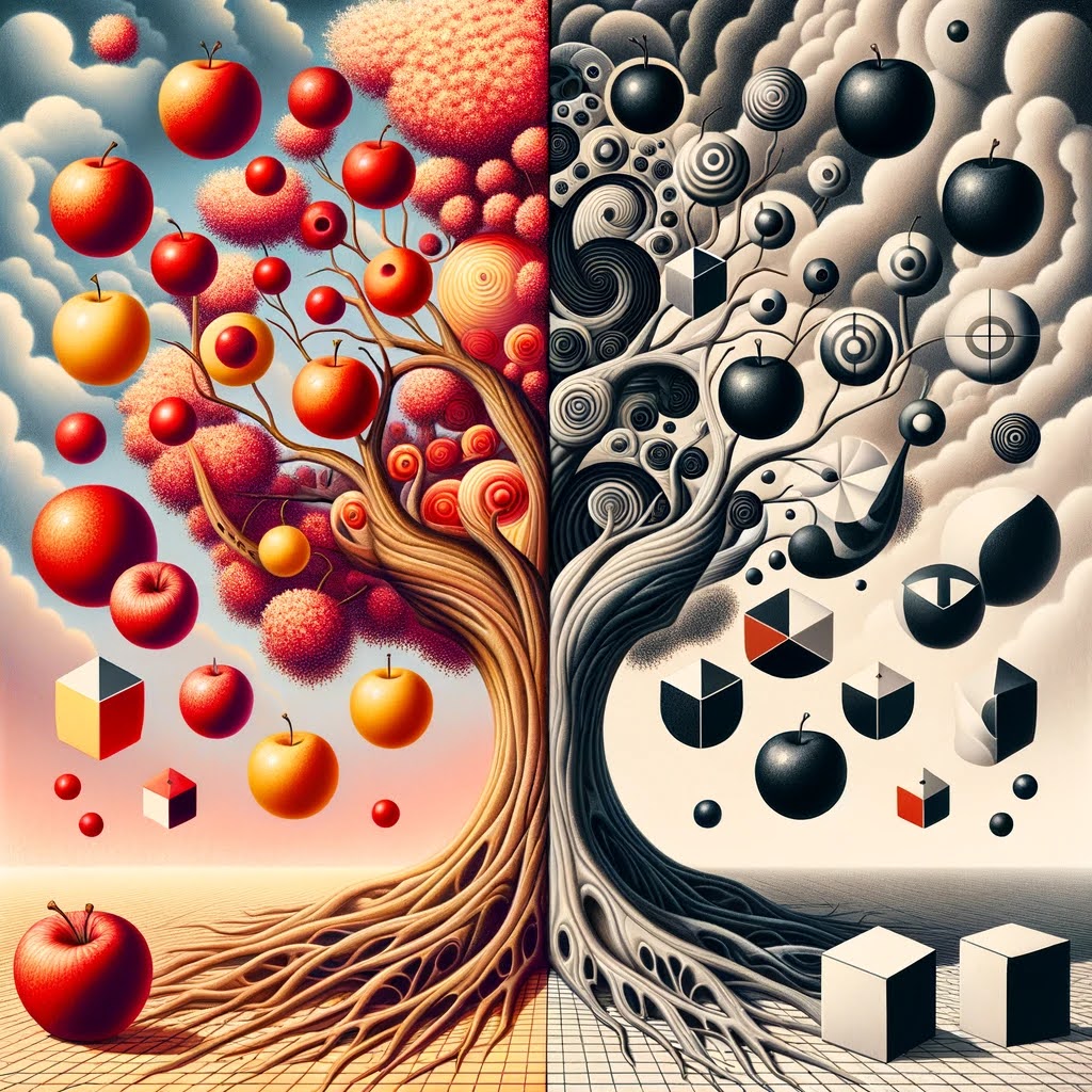 Split tree representing utilitarianism vs deontological ethics