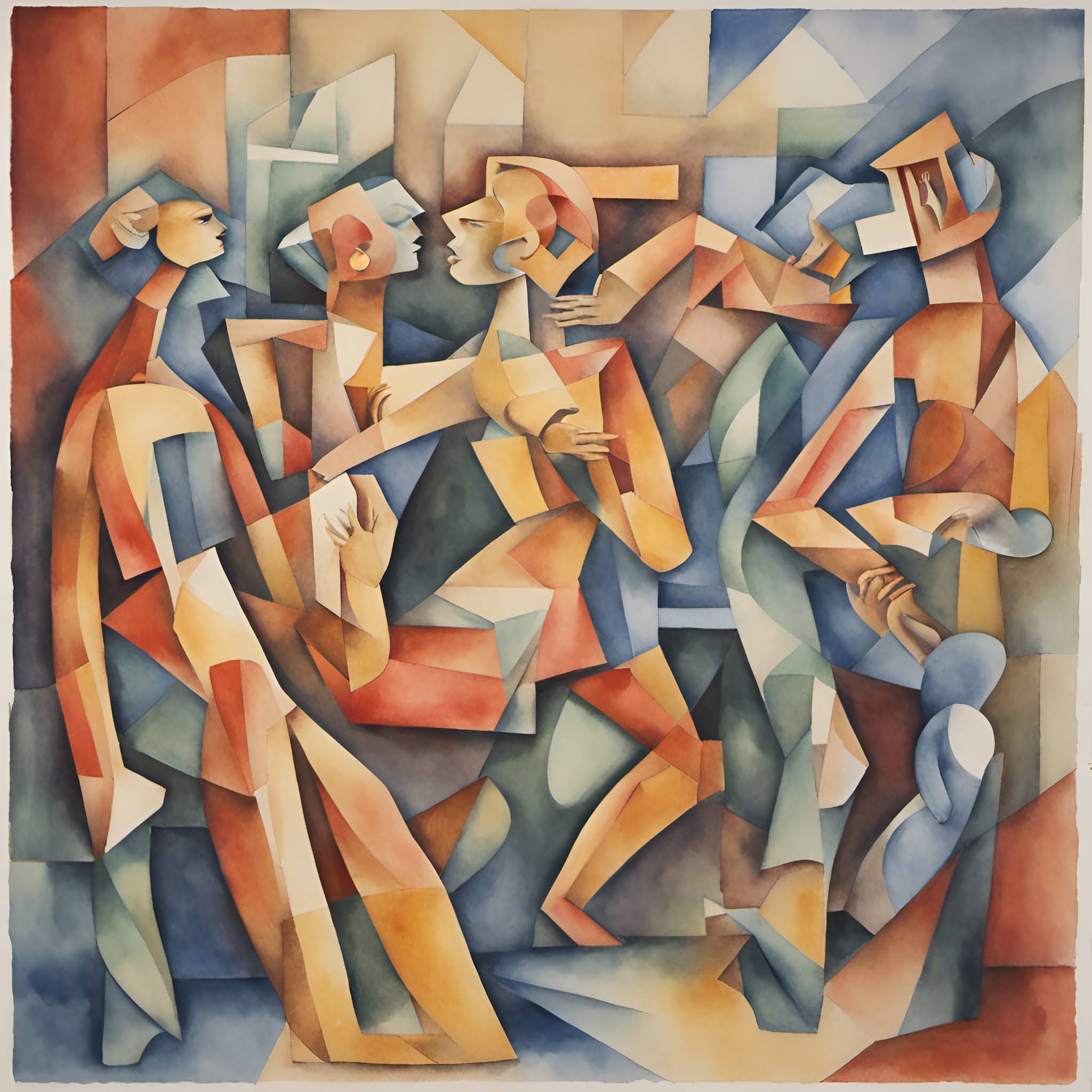 Watercolor in disjointed expressive style