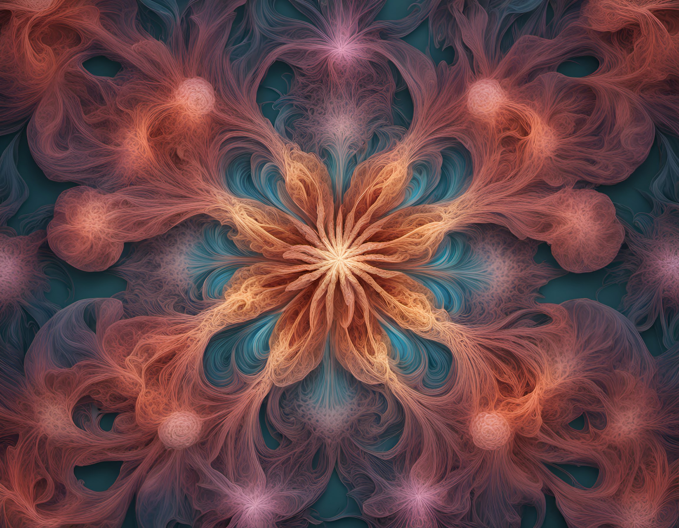 Highly detailed 3D fractal flower with iridescent petals