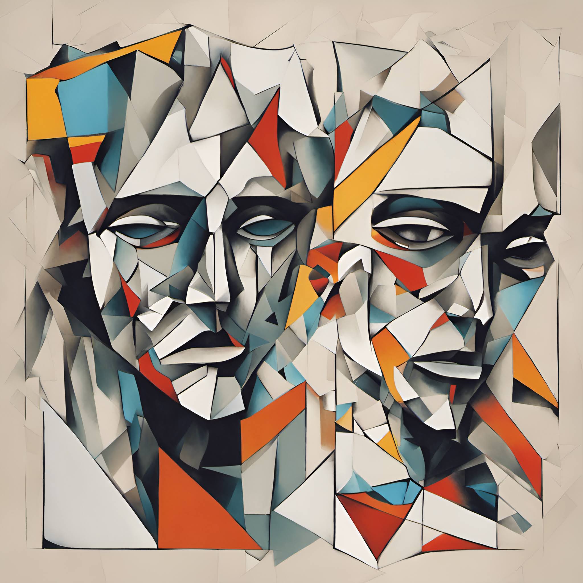 Vibrant fractured drawing with bold dynamic energy