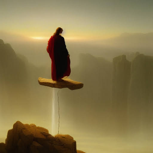 Ascending scene in Friedrich matte painting style