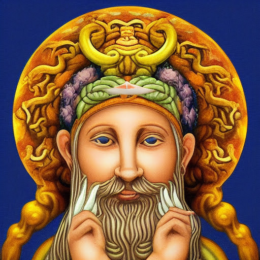 Hyperrealistic depiction of the God of Medicine