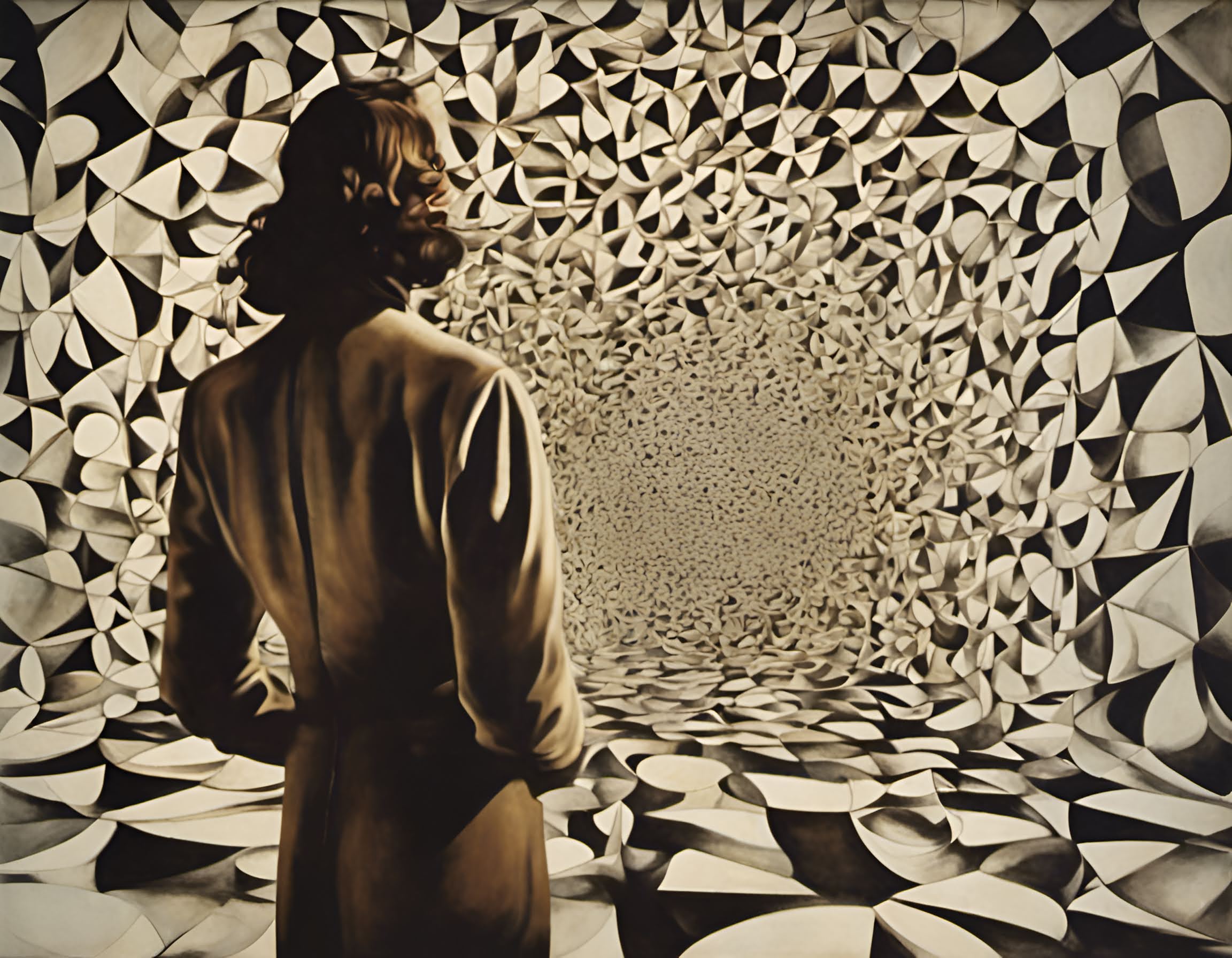 Impossible geometry explored in the style of Salvador Dalí
