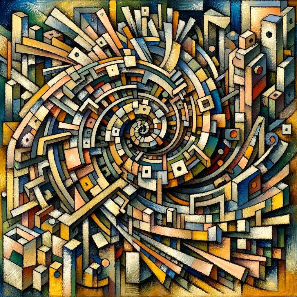 Cubist labyrinth of bizarre notions and whimsical wind