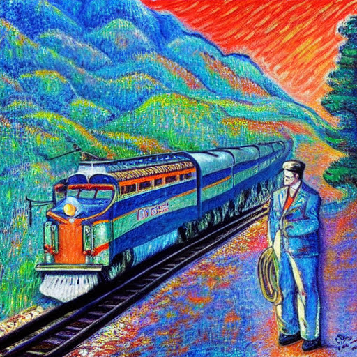 Post-impressionist dream of a king with vision train