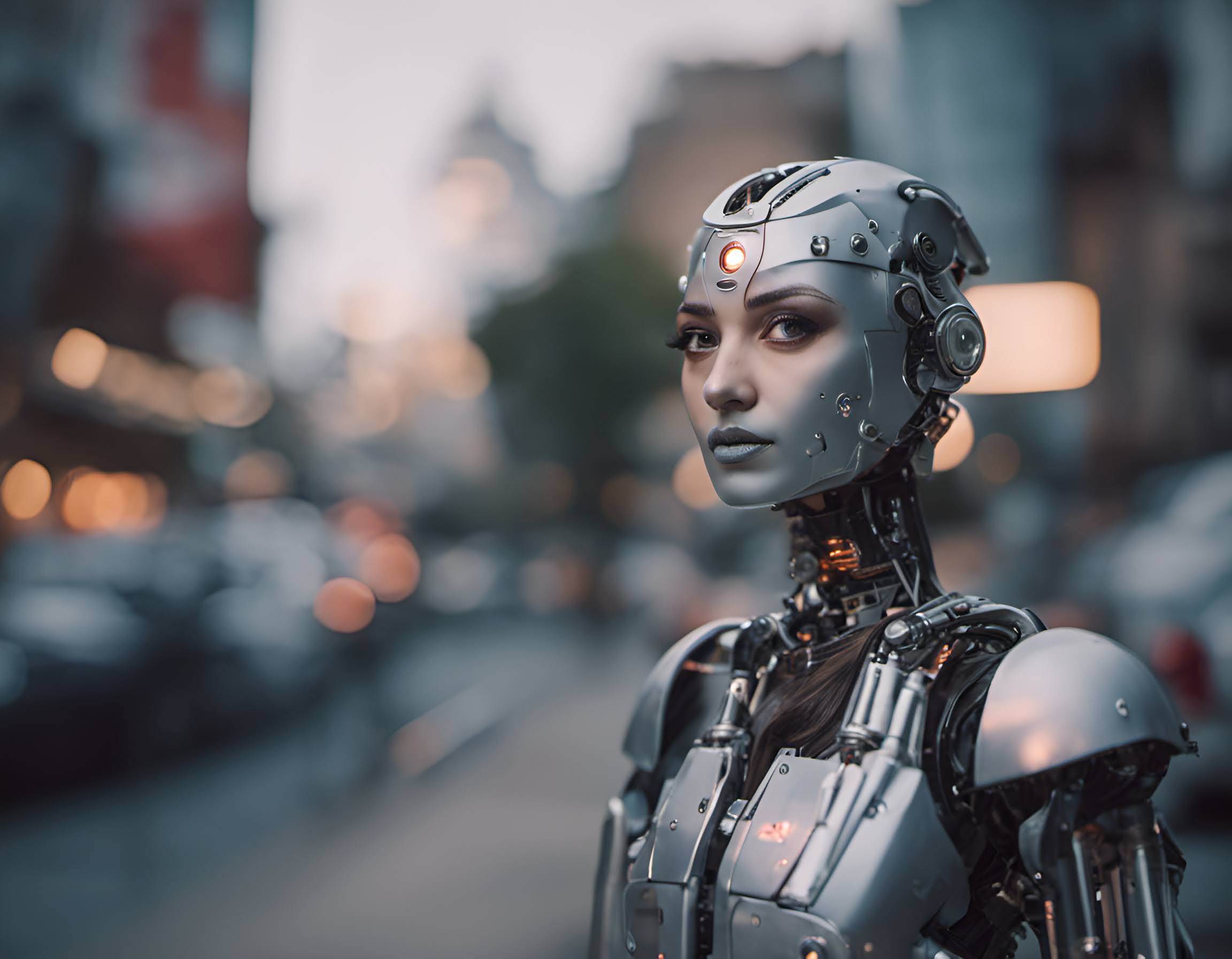 Portrait of a sentient robotic figure