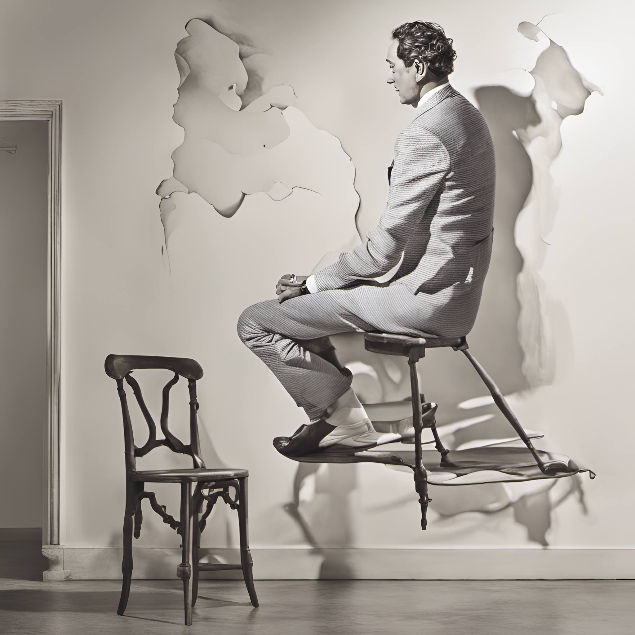 Interplay of shadows and light in a Dalí-inspired scene