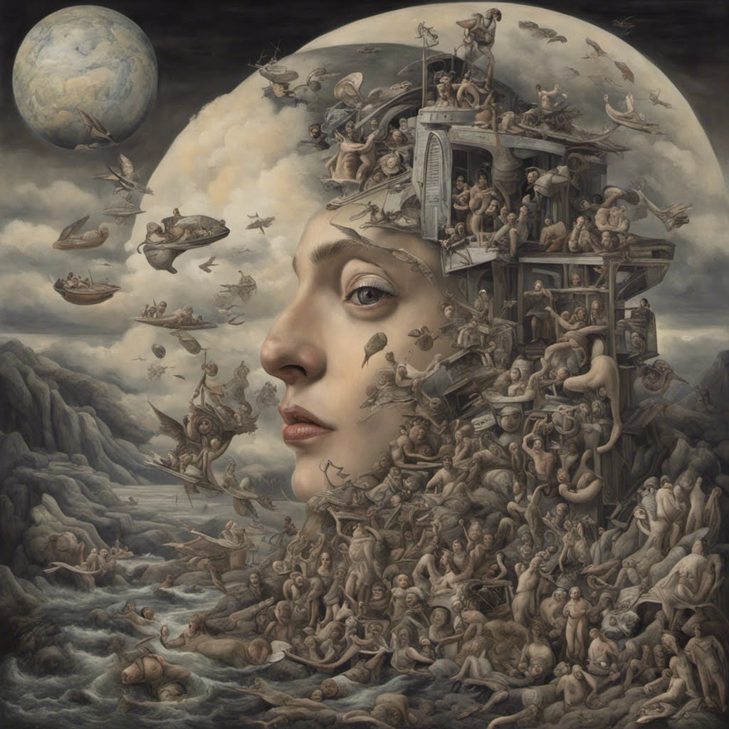 Blend of surrealism, realism, and expressionism