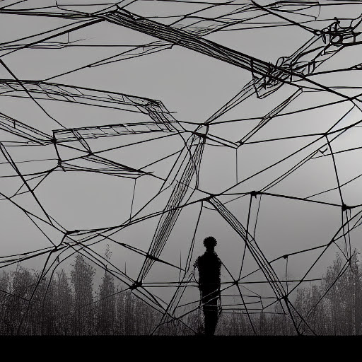 Superrealistic wireframe dream scene